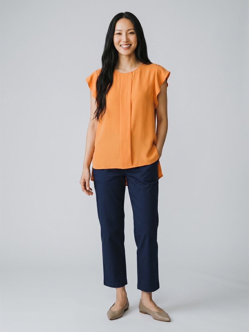 Zara Woman Mustard Yellow Blouse Top Size‎ M Pleated Front Career Office Casual